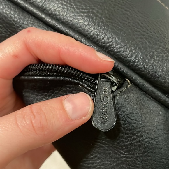 Black Faux Leather MultiSac Mini Backpack Purse - Picture 13 of 14